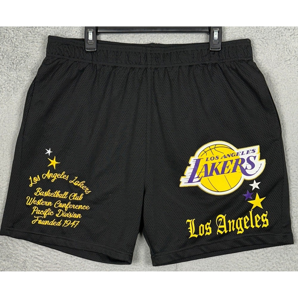 Los Angeles Lakers Shorts Mens XL Black NBA Basketball Athletic Ultra Game EUC